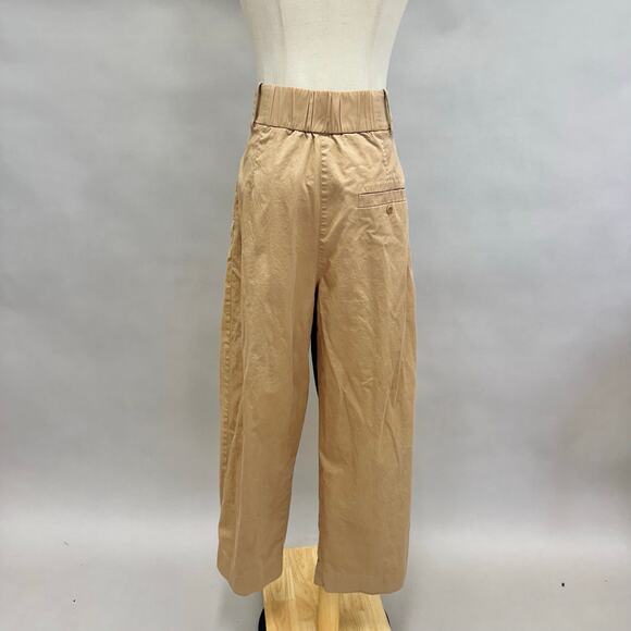 COS tan khaki pleated barrel balloon leg chino pant elastic waist Size 10 - Picture 4 of 16